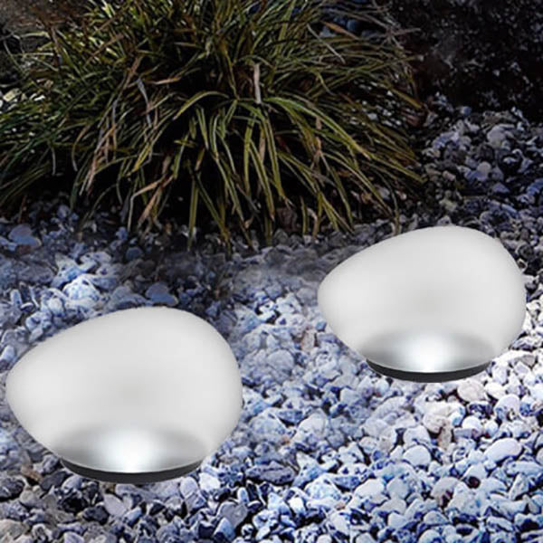 Solar Pebble LED Outdoor Landscape Light with Sandblasted Glass and ABS Housing
