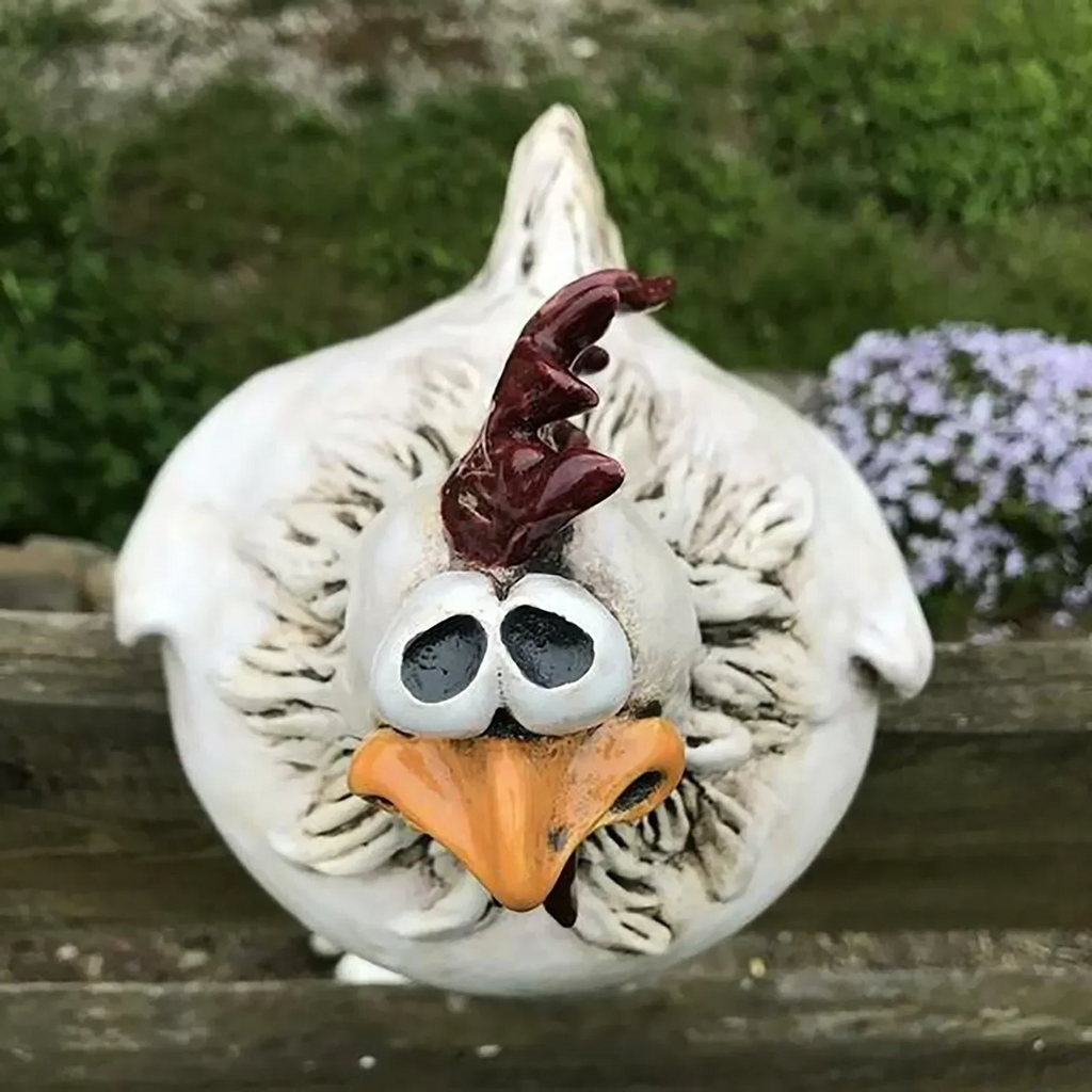 Whimsical Chicken Fence Decor – Resin Garden Statues