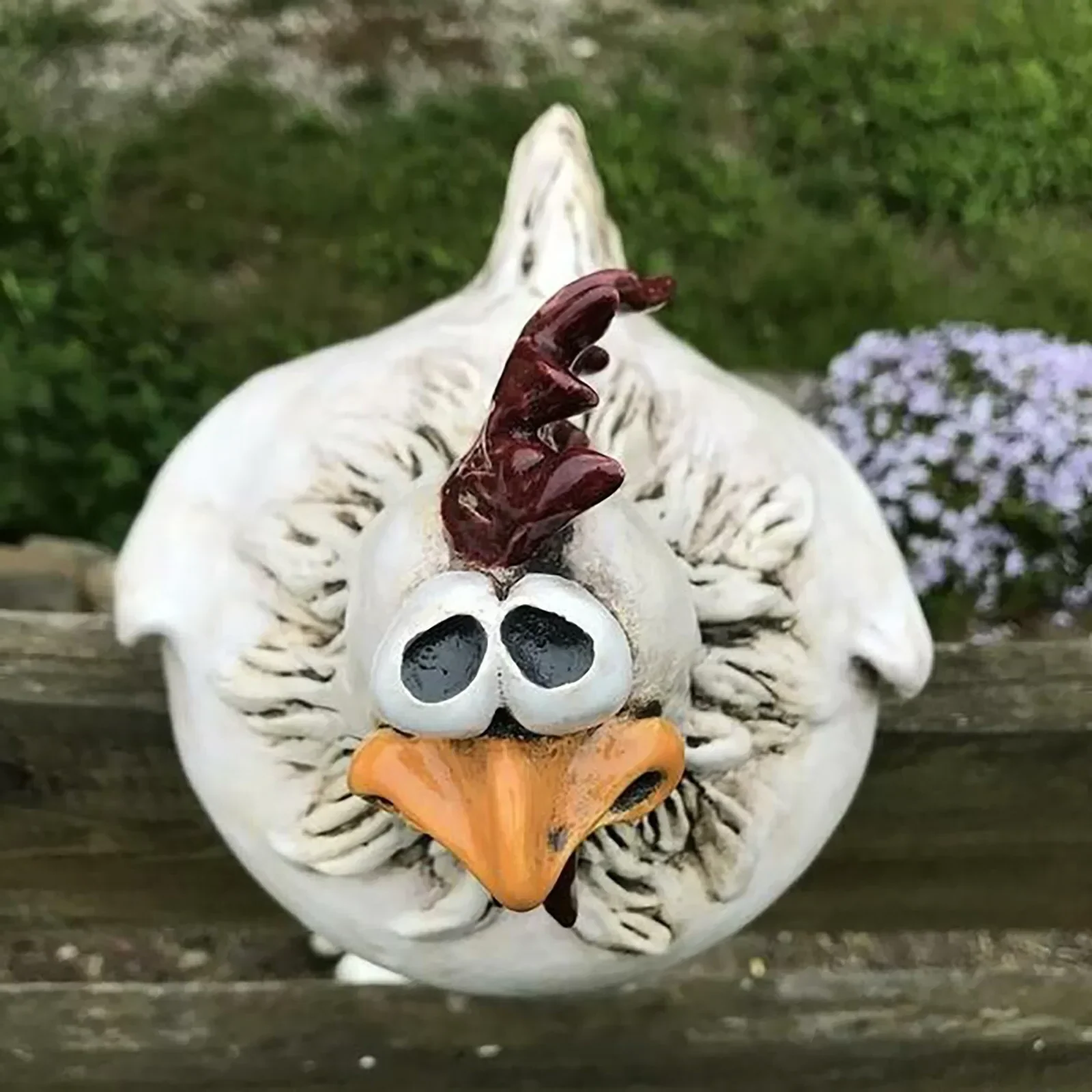 Whimsical Chicken Fence Decor – Resin Garden Statues