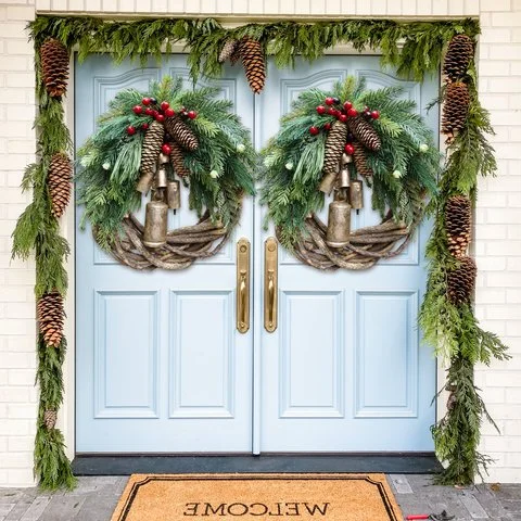Rustic Farmhouse Christmas Wreath - Boho Chic Holiday Decor