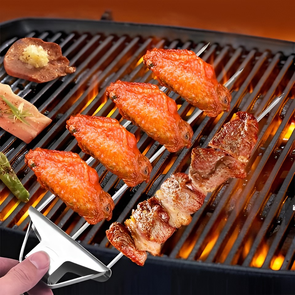Premium Three-Prong Grill Skewers Set