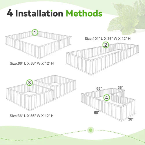 Outdoor Raised Garden Bed for Flowers and Vegetables