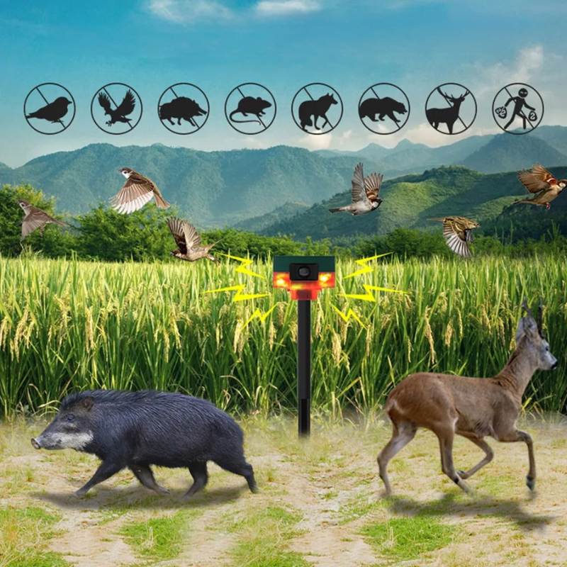 Solar-Powered Bird Deterrent with Bright Flashing Light