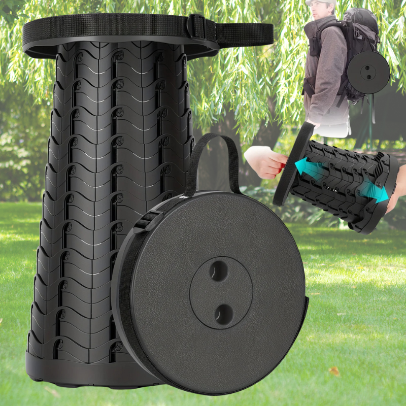 Portable Telescoping Stool – Collapsible Fold-Up Seat for Easy, Anywhere Seating